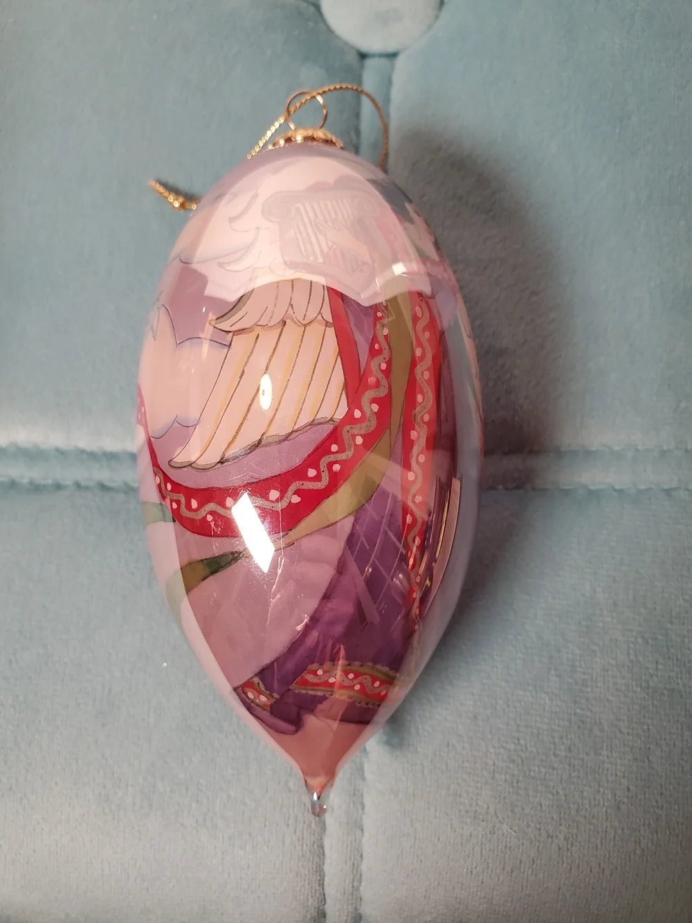 Pier 1 Li Bien 2005 Angel Harp Teardrop Glass Ornament Boxed